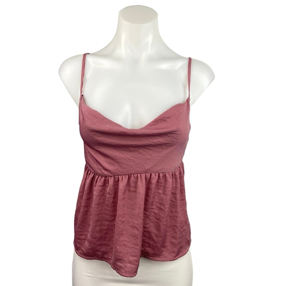 American Eagle Pink Cowl Neck Strap Sleeveless Peplum Camisole Tank Top Size S